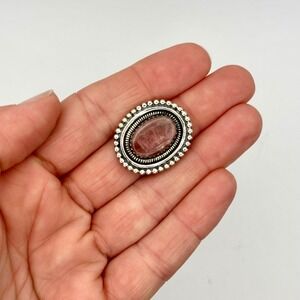 Chunky Pink Tourmaline Ring Lady Goth Old Money Statement Sterling Silver Size 6